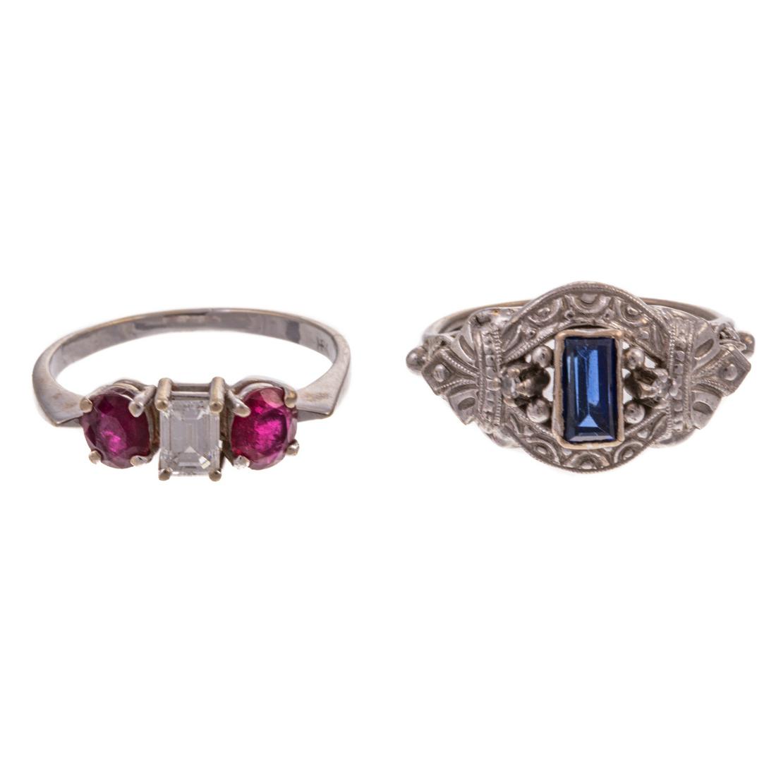 Two Diamond & Gemstone Rings in 18K (1 of 4)