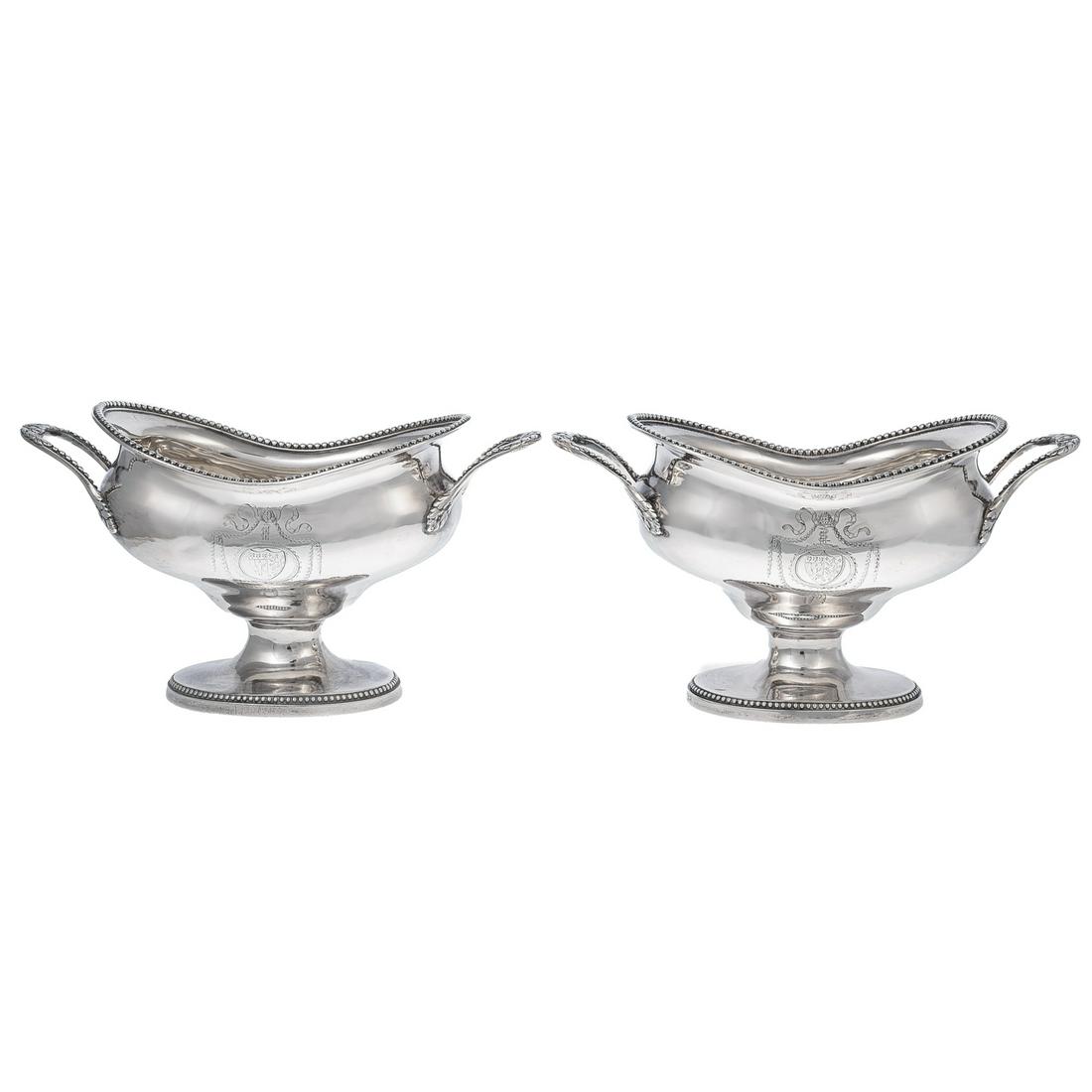 A Pair of George III Armorial Sauceboats (1 of 7)