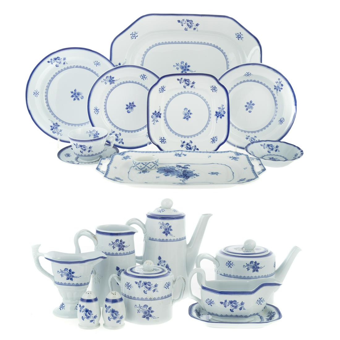 Spode China Partial Dinner Set, Blue Gloucester: Having blue floral decoration, and marked on verso. approx. 96 pieces, includes; four dinner plates, ten lunch plates, ten dessert plates, ten corner cut lunch plates, nine soup plates, ten salad plat