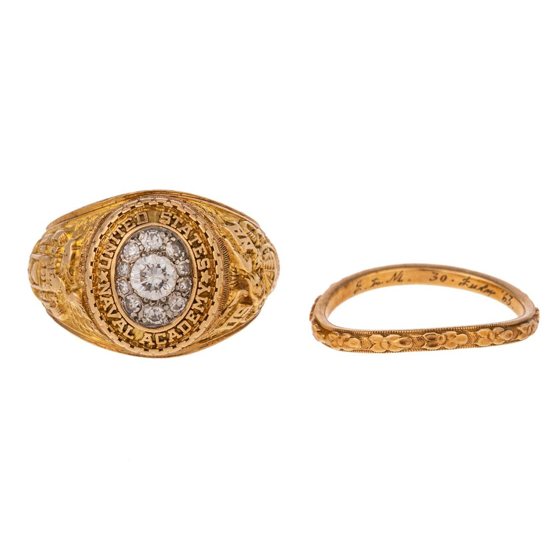 A 14K Diamond Naval Academy Wedding Set (1 of 8)