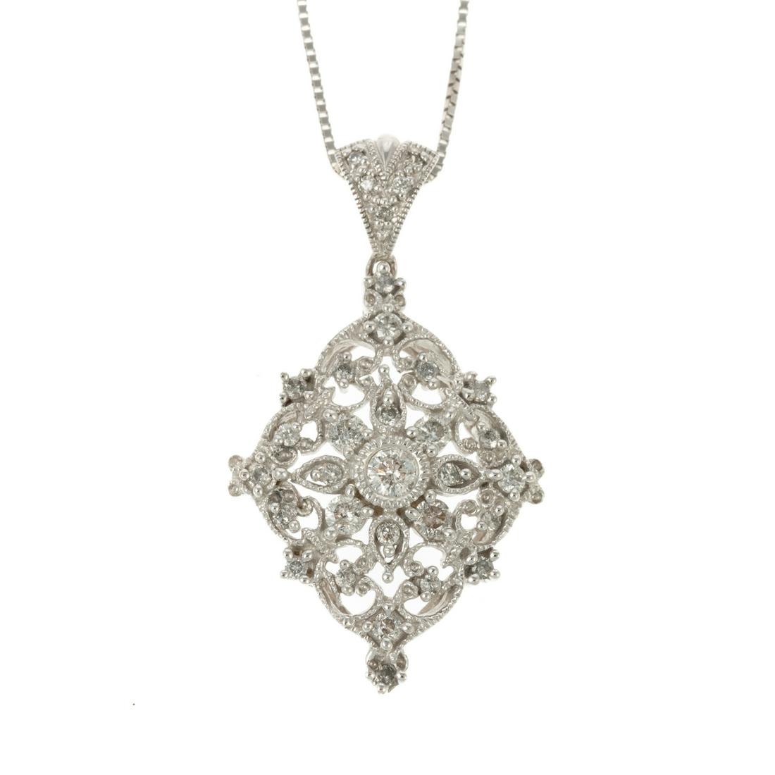 An Ornate Openwork Diamond Pendant in 14K (1 of 6)