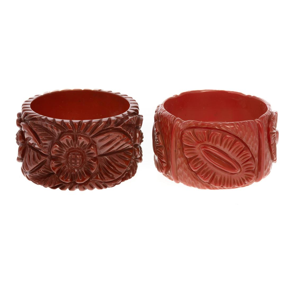 A Pair of Deeply Carved Bakelite Bangles (1 of 4)