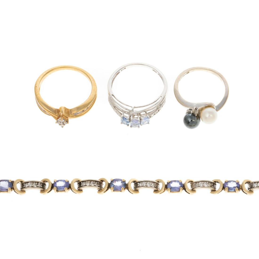 A Collection of Gemstone Rings & Bracelet in 10K (1 of 10)