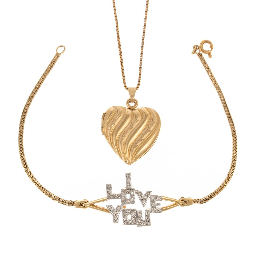 An "I Love You" Diamond Bracelet & Heart Locket (1 of 8)