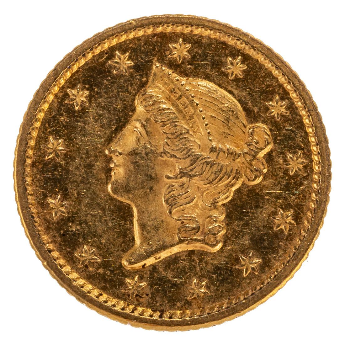 1849 Gold Dollar Open Wreath with L AU-55 (1 of 3)