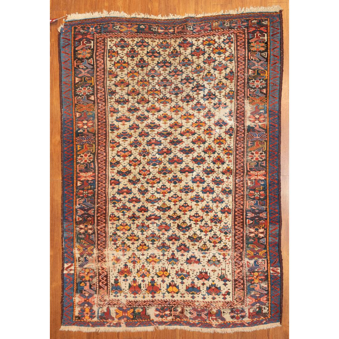 Antique Shirvan Rug, Caucasus, 4 x 5.3: First quarter-20th century; hand-knotted, wool pile.