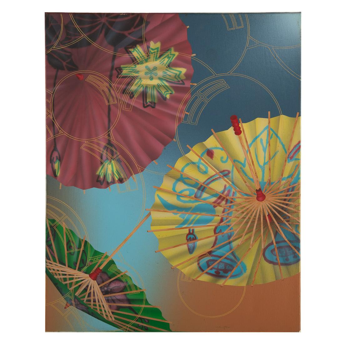 Matthew Weinstein. "3 Chances for Happiness," acrylic: (American, b. 1964). Acrylic on canvas, signed and titled on verso, 20 x 16 in., unframed. Sonnabend Gallery, New York , NY label on verso.