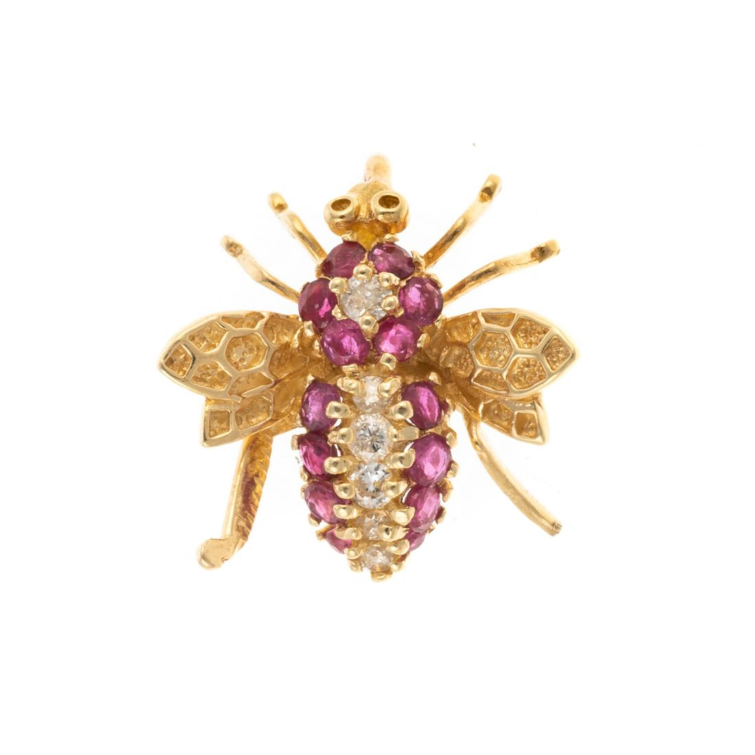 A Ruby & Diamond Bee Pendant in 14K (1 of 5)