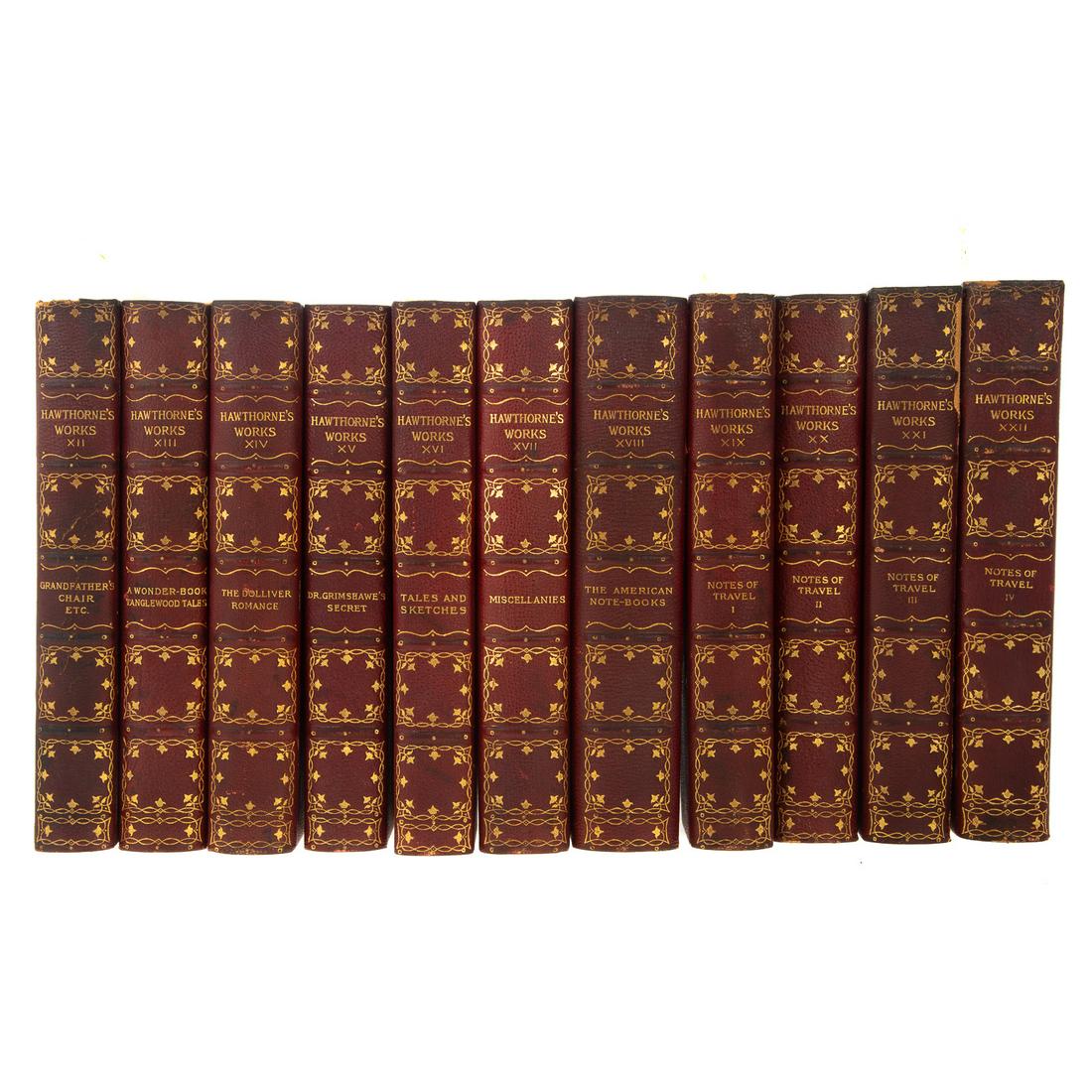 Set of Leather-Bound Books: Hawthorne, 22 Vols. (1 of 7)