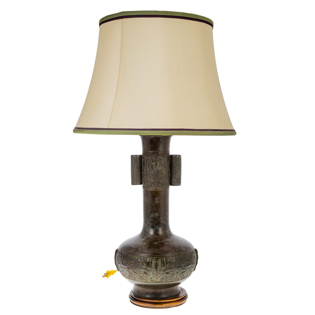 Chinese Archaic Style Bronze Vase Lamp (1 of 5)