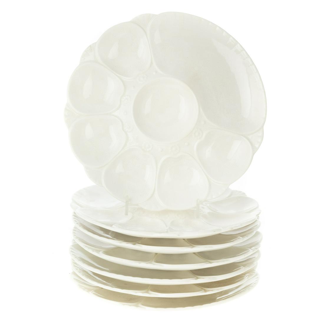 Seven Minton White China Oyster Plates (1 of 4)