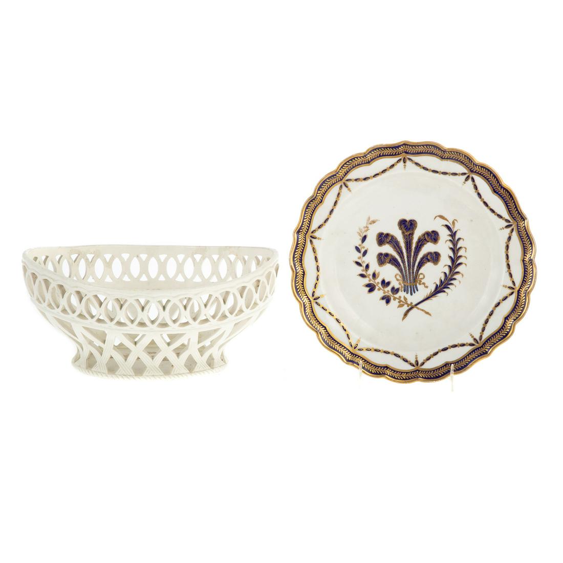 Sewell Creamware Basket & Worcester Plate (1 of 5)