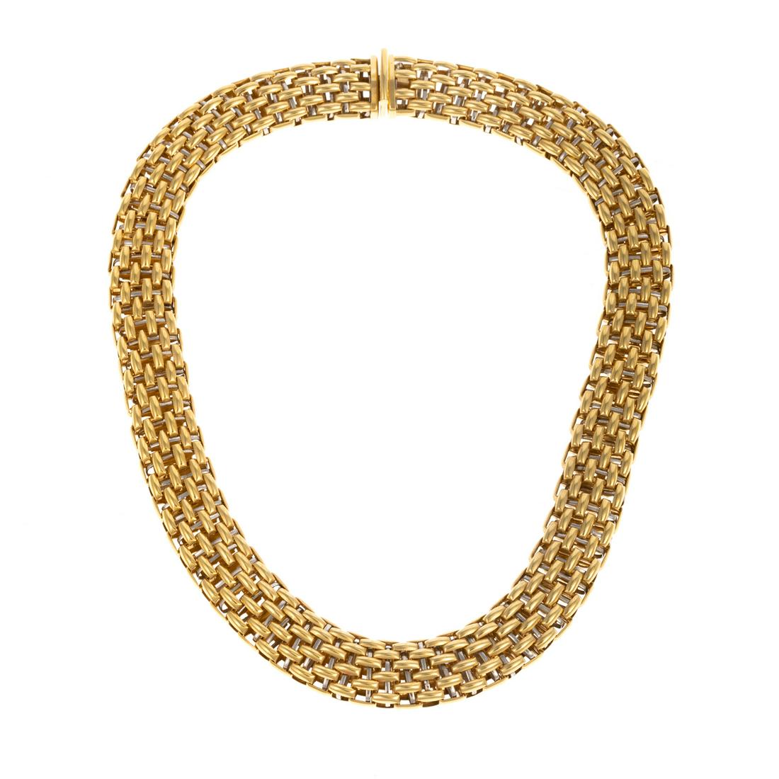 A Wide Woven Necklace in 18K Yellow & White Gold (1 of 5)