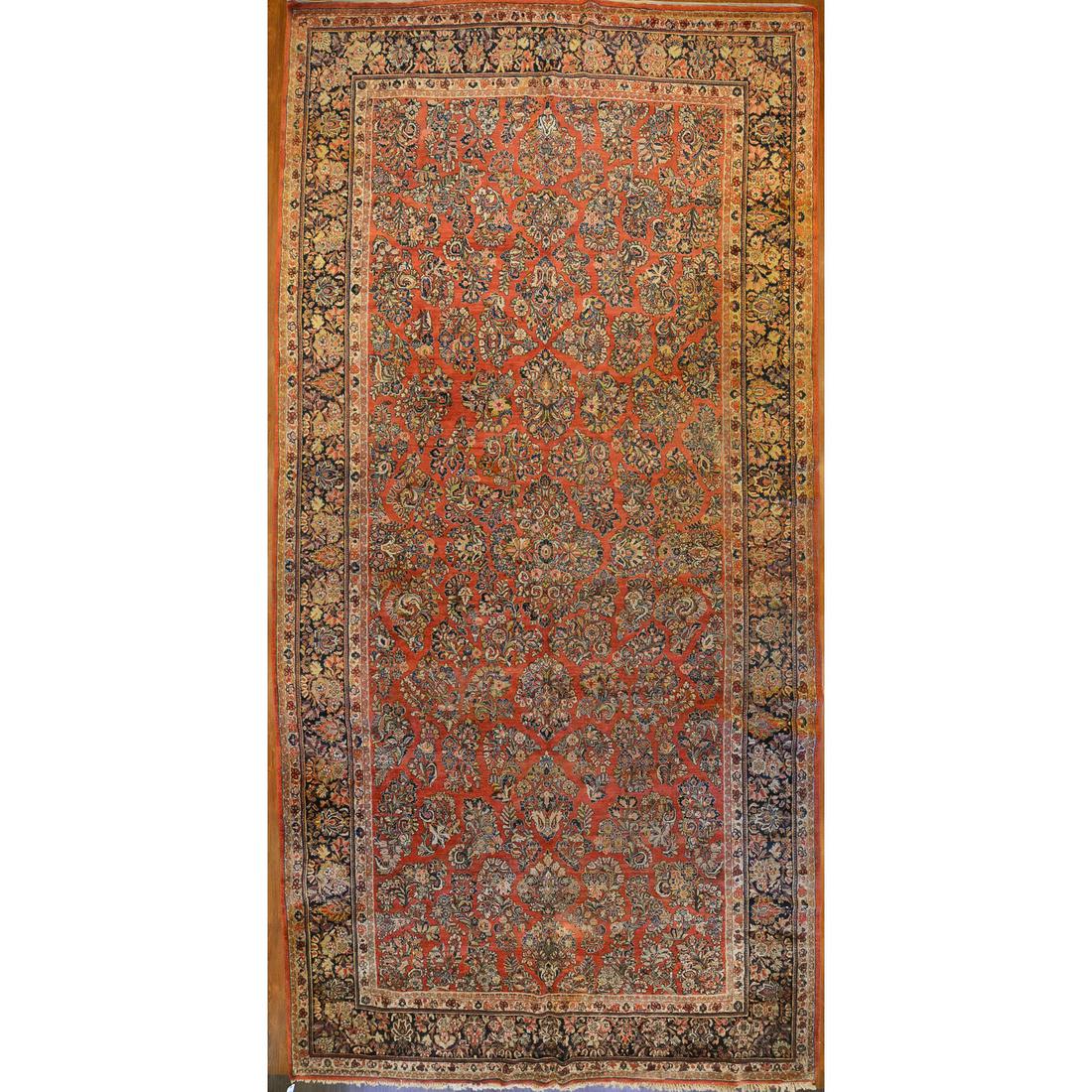 Semi-Antique Sarouk Carpet, Persia, 10.3 x 20.10: Second quarter-20th century; hand-knotted, wool pile.