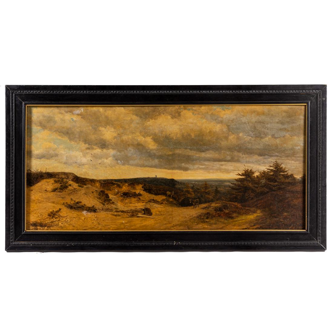 Frank Wilson. "Heather and Wynn," oil: (British, 1840-1928). Oil on canvas, signed "Frank Walton" ll, 26 x 56 1/2 in., framed.