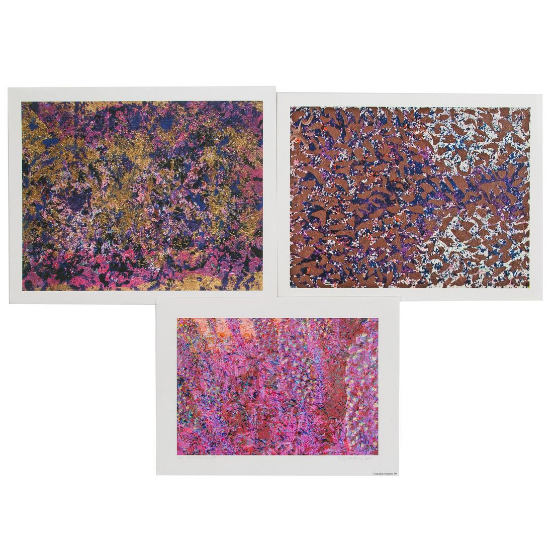 EJ Montgomery. Three Lithographs: (American, b. 1933). Lithographs in color, one signed, sheet size each: 21 1/2 x 26 1/2 in., unframed. Private collection, Washington, DC.