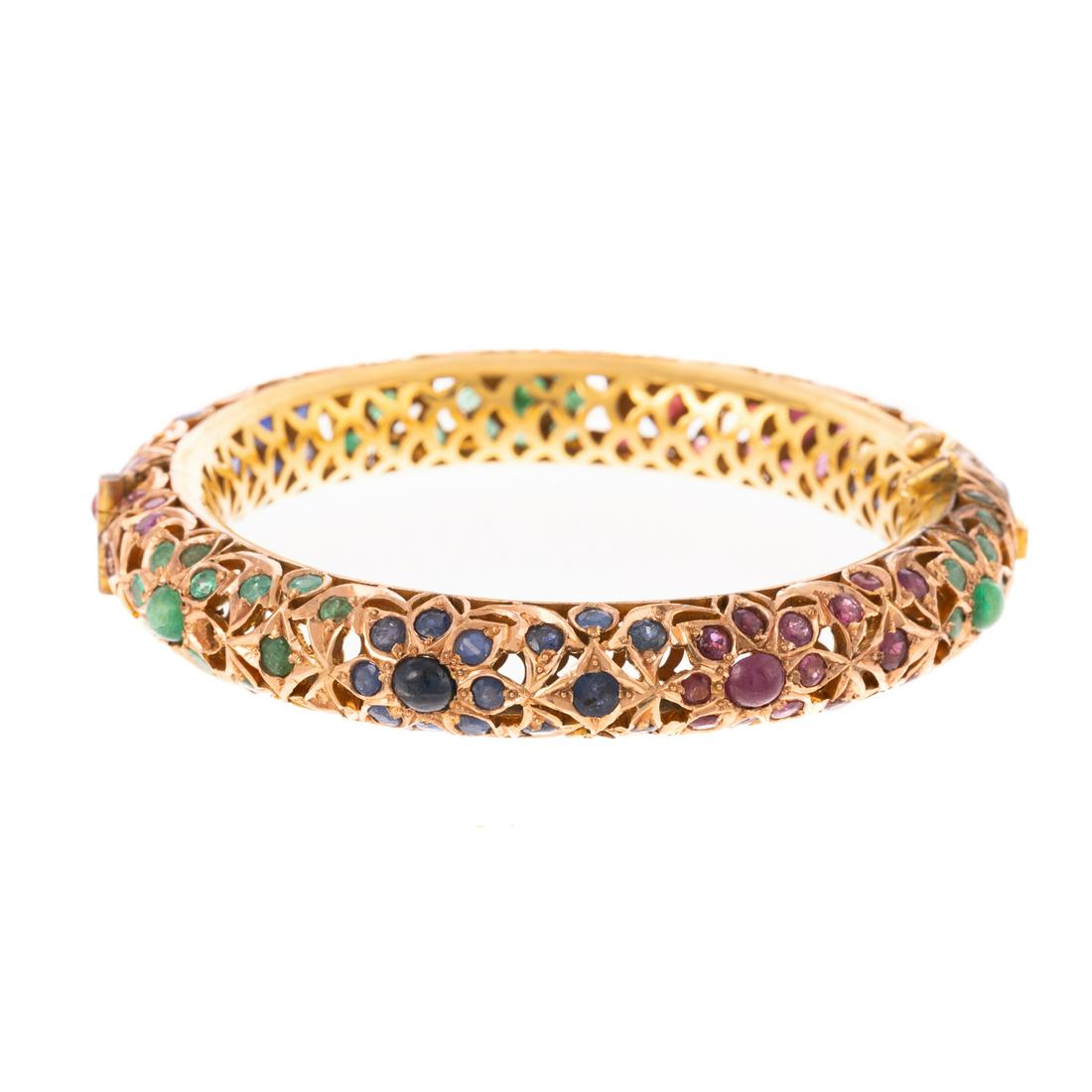 A Ruby, Sapphire & Emerald Bangle in 14K (1 of 7)