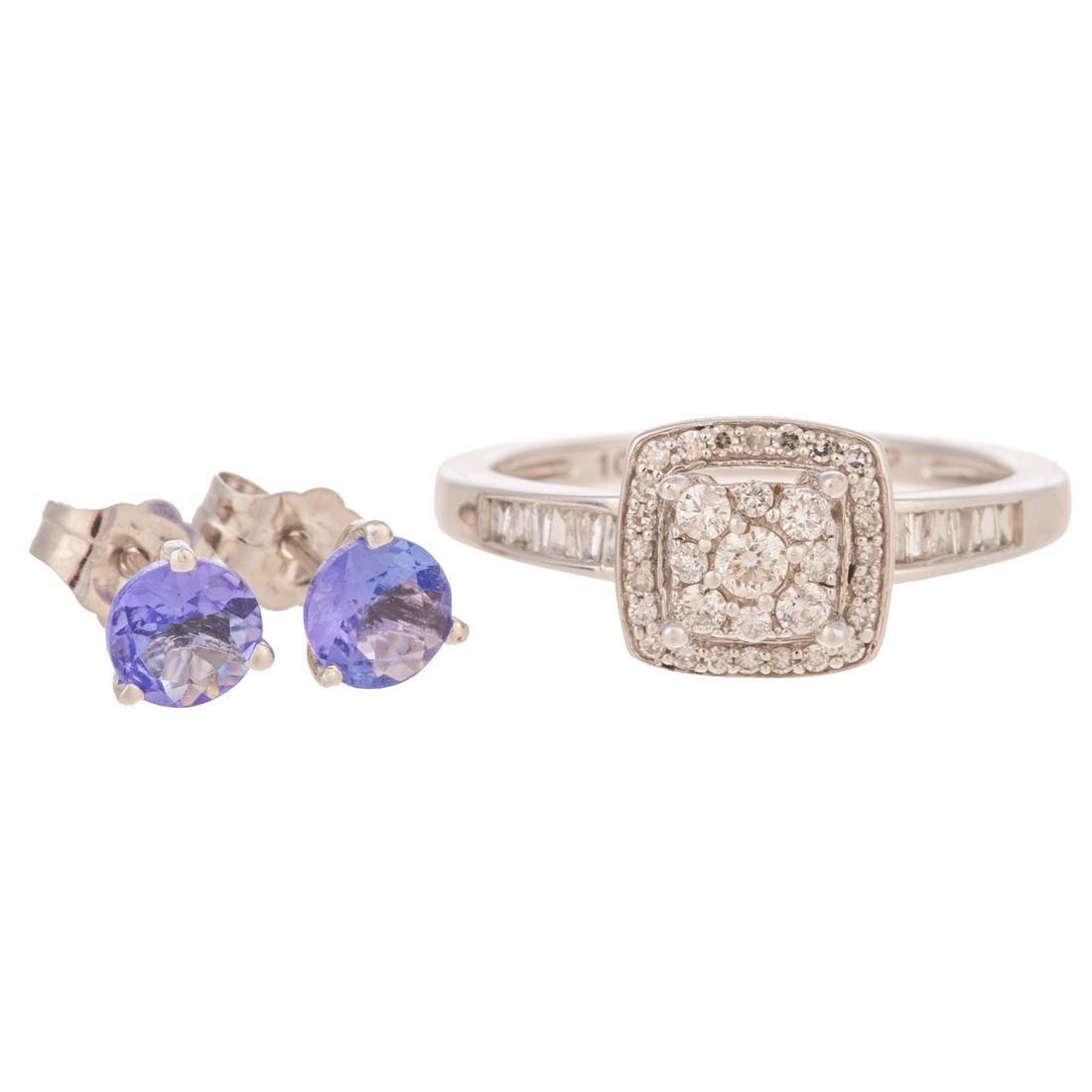 A 10K Diamond Ring & 14K Tanzanite Stud Earrings (1 of 7)