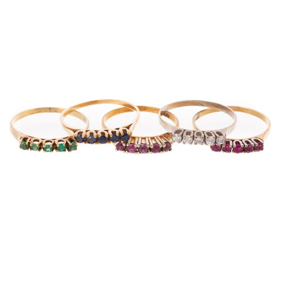 A Five-Band Gemstone Stacking Ring Set in 14K (1 of 7)