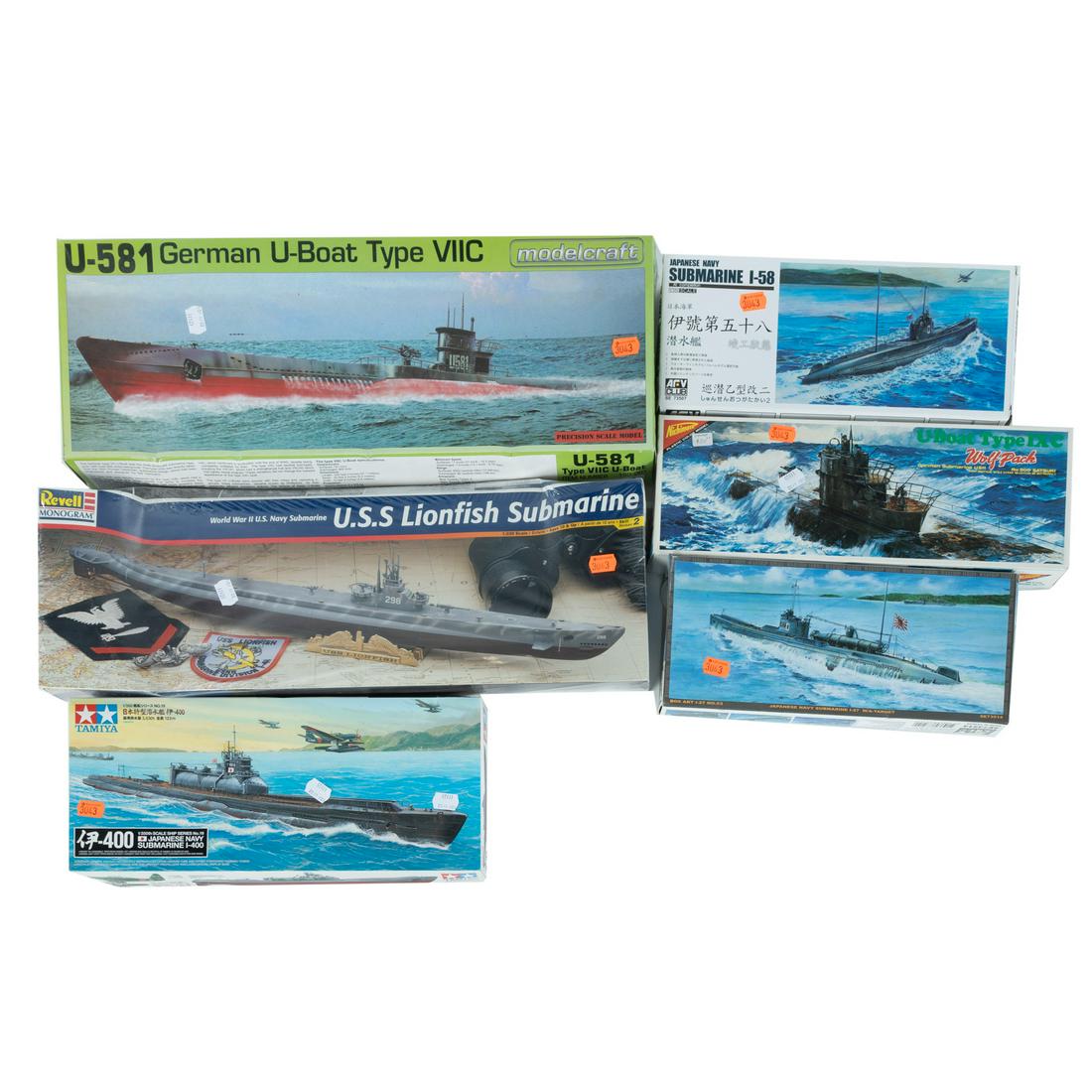 Six WWII Submarine Model Kits (1 of 4)