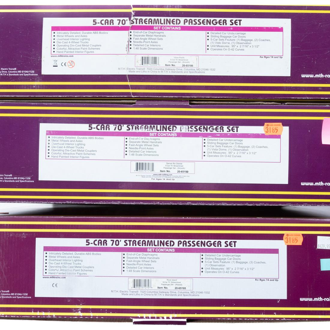 Three M.T.H. Five-Car 70' Passenger Set (1 of 3)