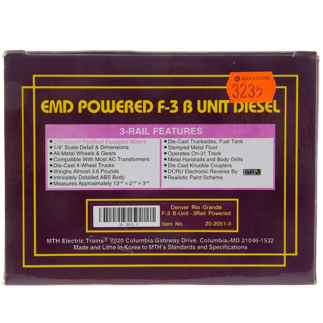 M.T.H. EMD Powered F-3 Unit Diesel Engine (1 of 2)