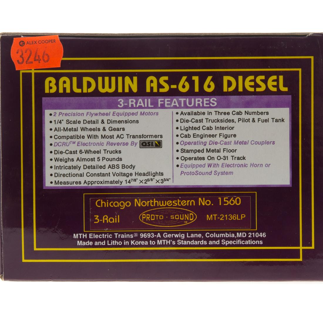M.T.H. Baldwin AS-616 Diesel Engine: Chicago Northwestern No. 1560