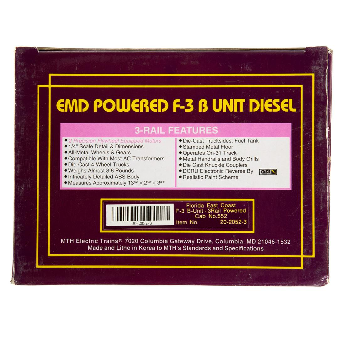 M.T.H. EMD Powered F-3 B-Unit Diesel (1 of 2)