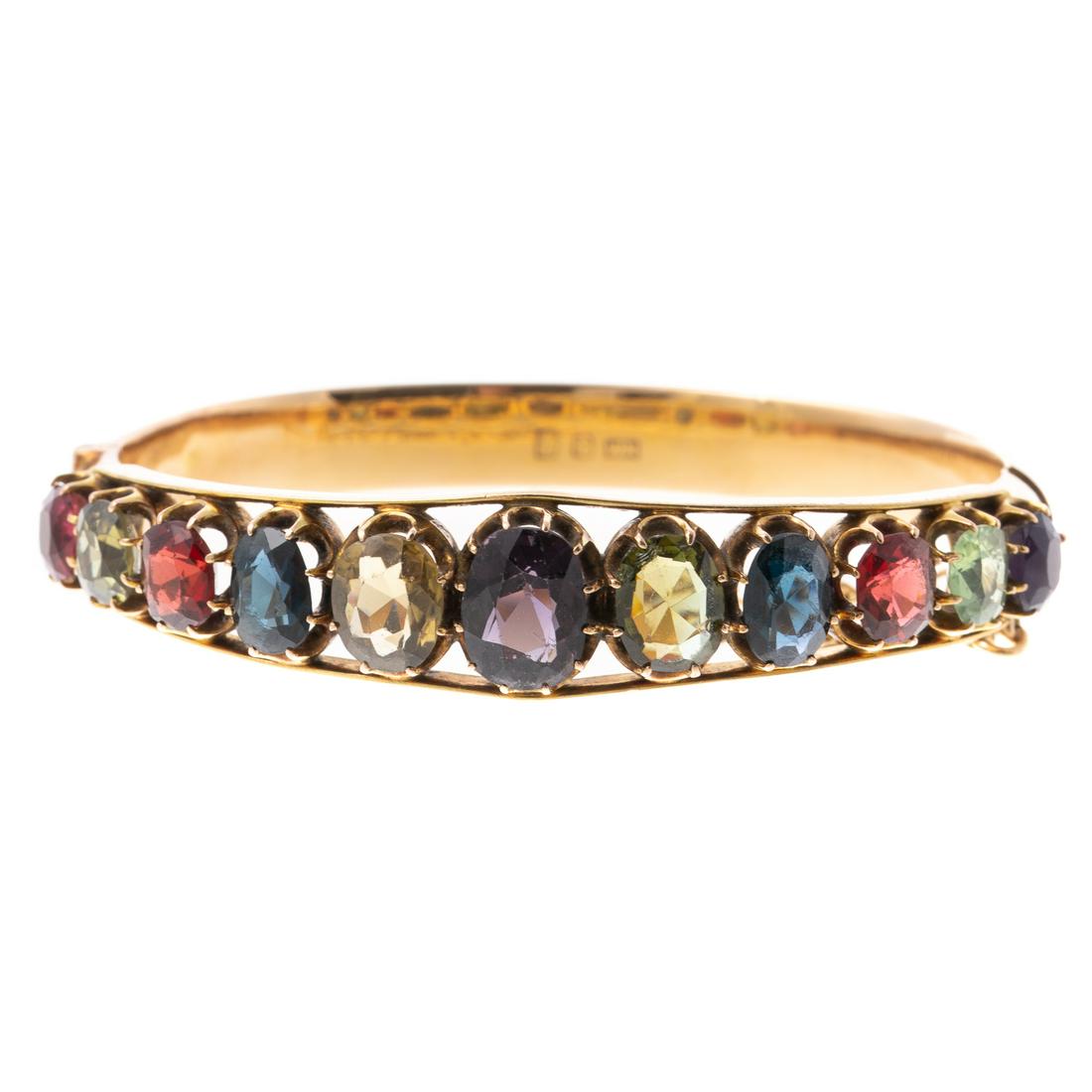 An Antique Harlequin Gemstone Bracelet in 14K (1 of 4)