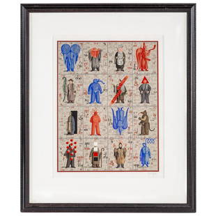 Grisha Buskin. "Kabbalah Series," serigraph: (Russian, b. 1945). Serigraph in colors, ed. 3/90, pencil signed lr, image size: 22 1/4 x 17 1/4 in., framed. Private collection, Baltimore, MD.