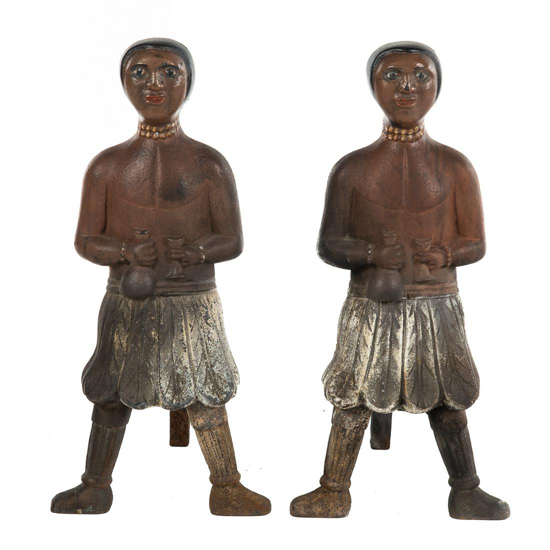 A Pair of Rare Hawaiian Native Figural Andirons (1 of 3)