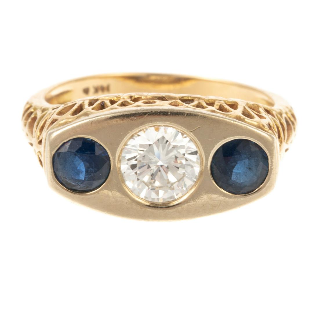 A Diamond & Sapphire Gypsy Ring in 14K (1 of 6)