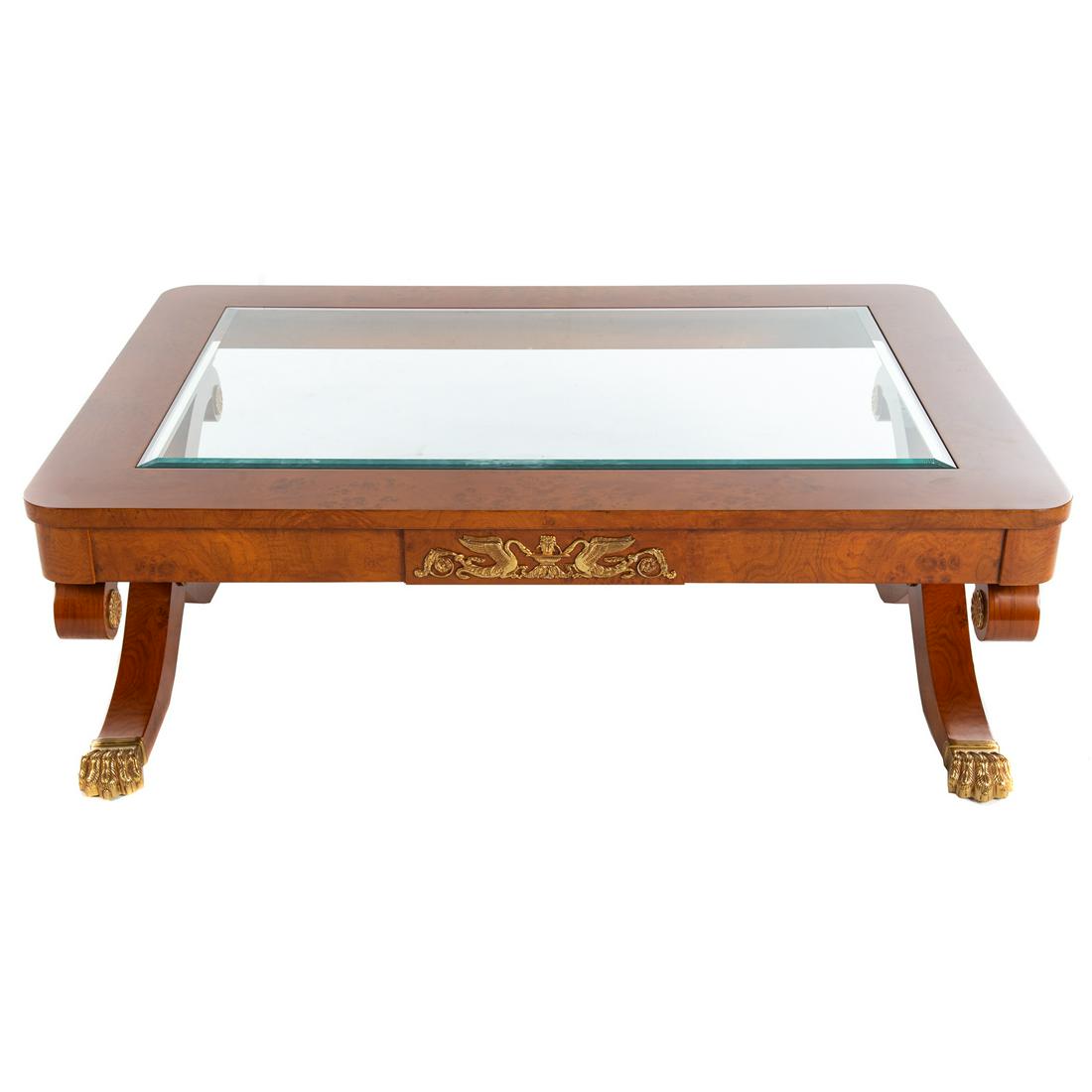 Empire Style Glass Top Cocktail Table (1 of 5)