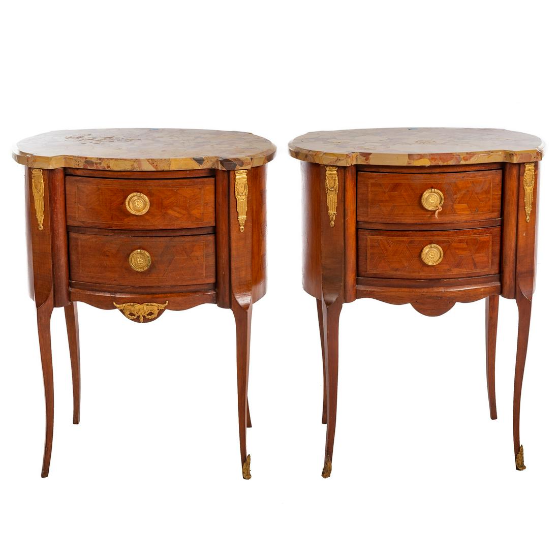 A Pair of Louis XV Style Marble Top Stands (1 of 6)