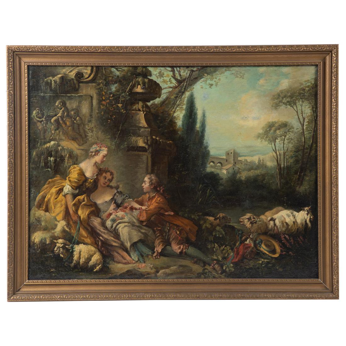 French School, 18th c. Halting His Advances, oil (1 of 4)