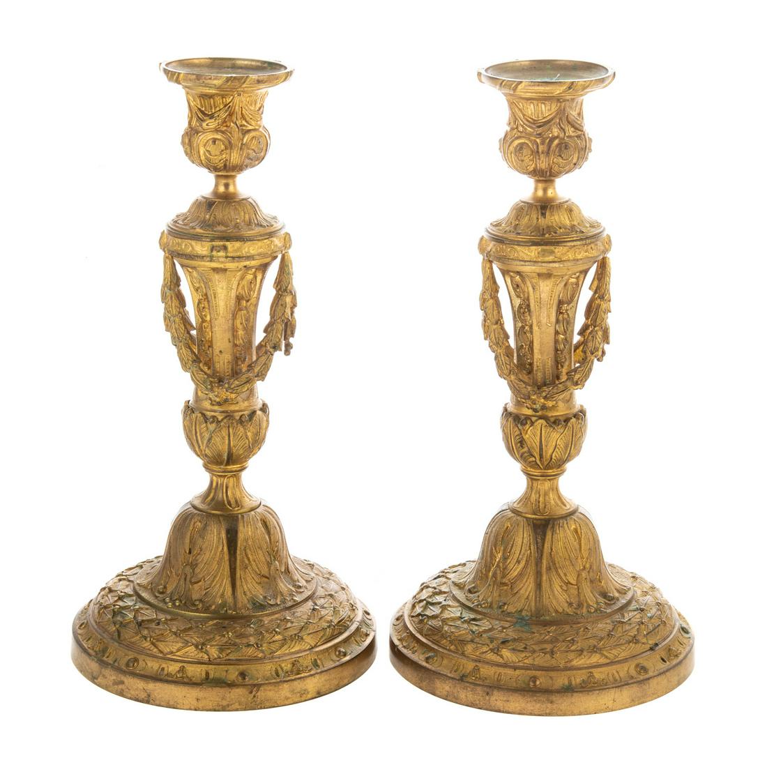 A Pair of Napoleon III Gilt Bronze Candlesticks (1 of 4)