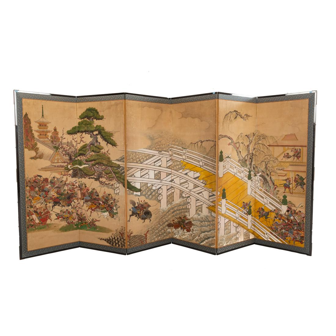 Japanese Six Panel Screen, Battle of Uji Bridge (1 of 8)