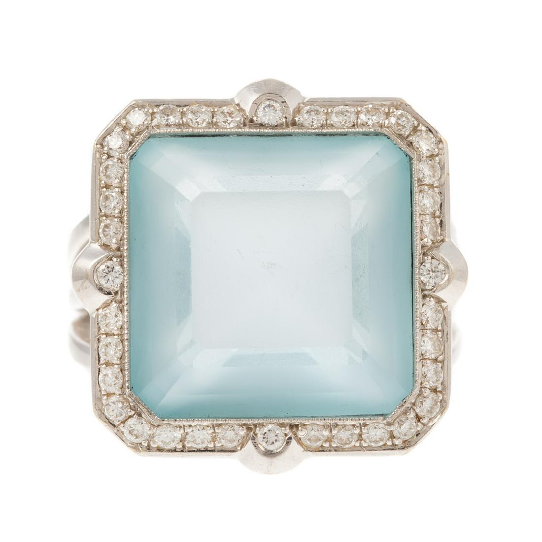 A Frosted Blue Topaz & Diamond Ring in 18K (1 of 5)