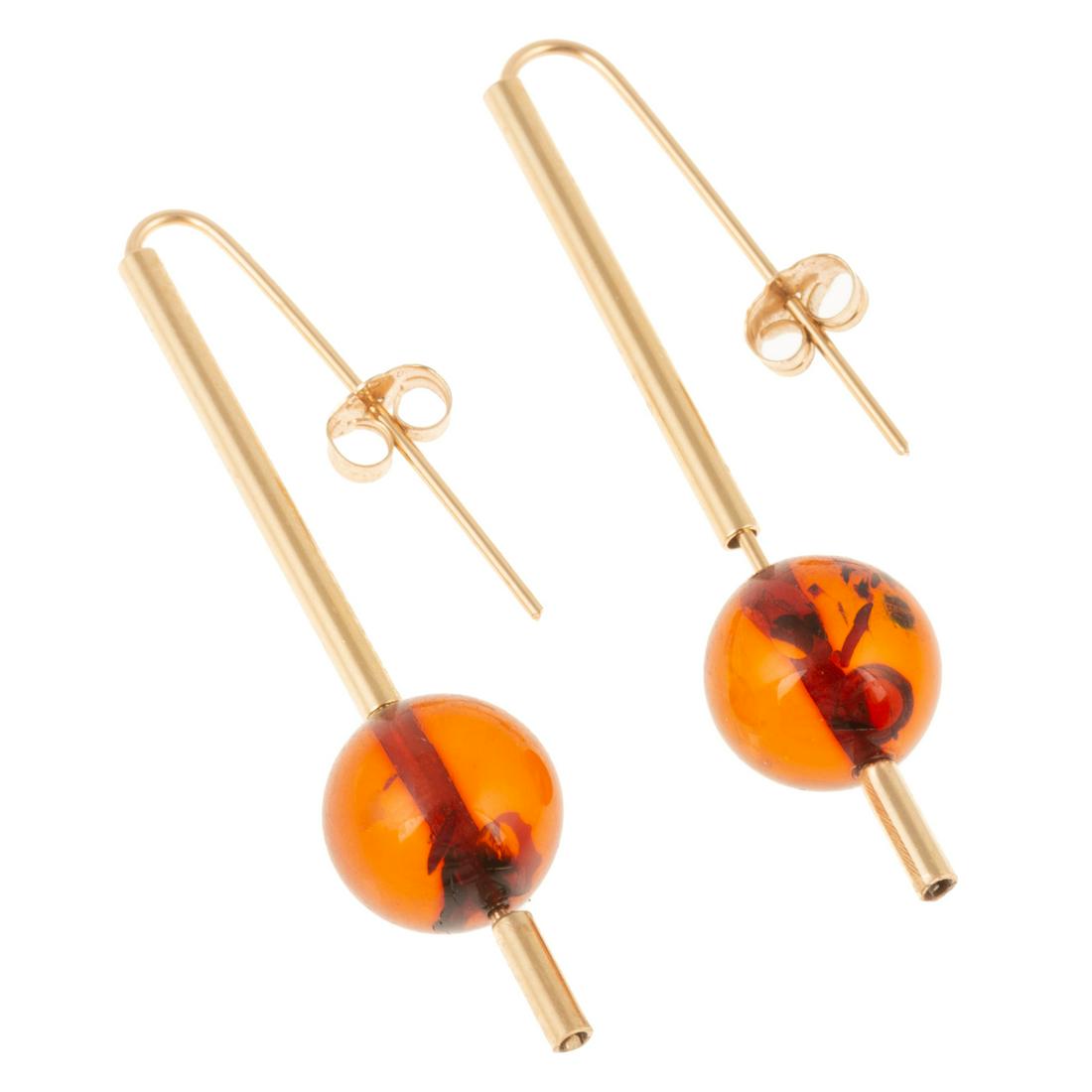 A Pair of Betty Cooke Amber Earrings in 14K (1 of 3)