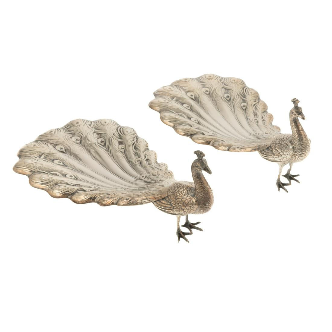 A Pair of Gorham Sterling Peacock Dishes (1 of 7)