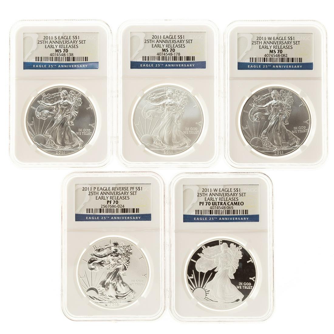 2011 25th Anniversary Silver Eagle Set NGC 70 (1 of 4)