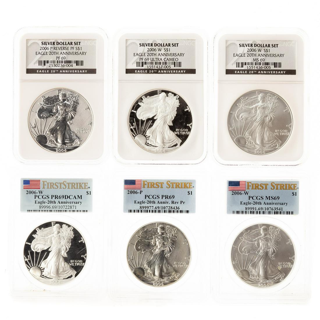 Two Sets 2006 20th Anniversary Silver Eagles MS69 (1 of 4)