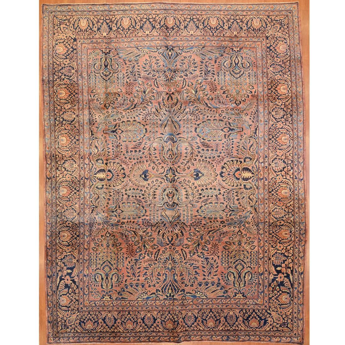 Antique Sarouk Rug, Persia, 9 x 11.9: First quarter-20th century; hand-knotted, wool pile.