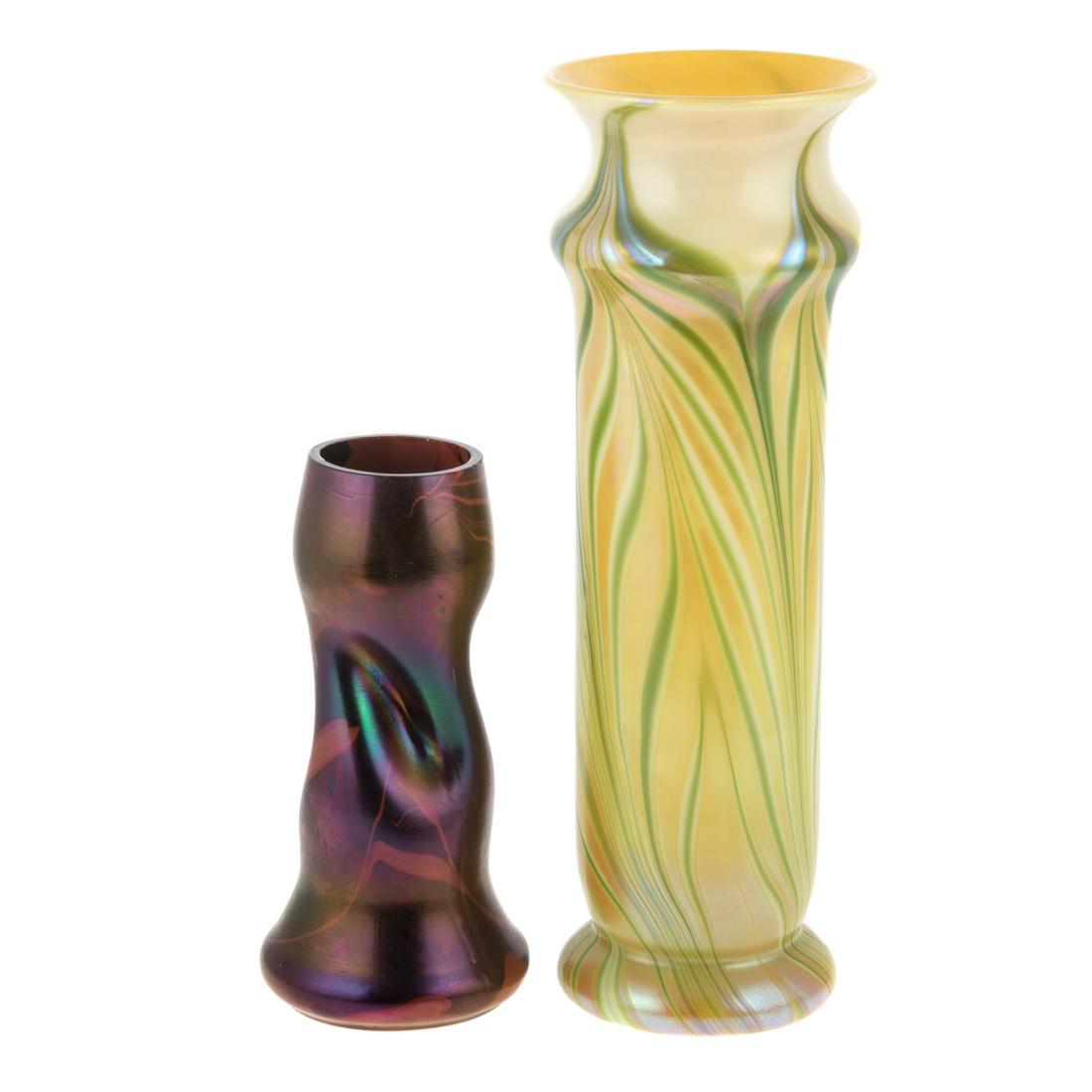 Two Iridescent Art Glass Vases (1 of 6)