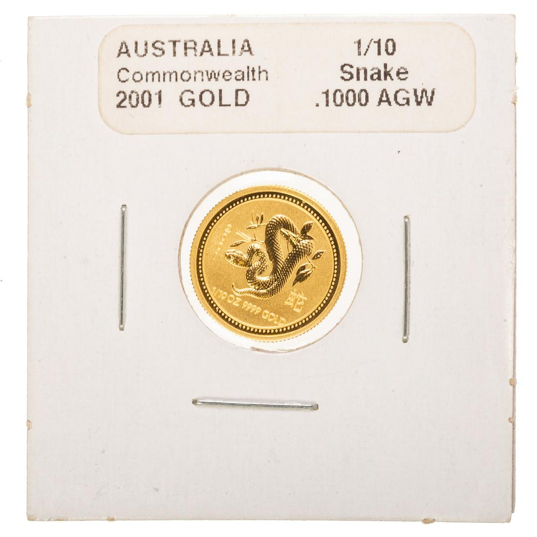Australian Lunar Series - Gold Snake 1/10th oz: The snake is gorgeous and these have sold for premiums in the past. Queen Elizabeth II on the reverse