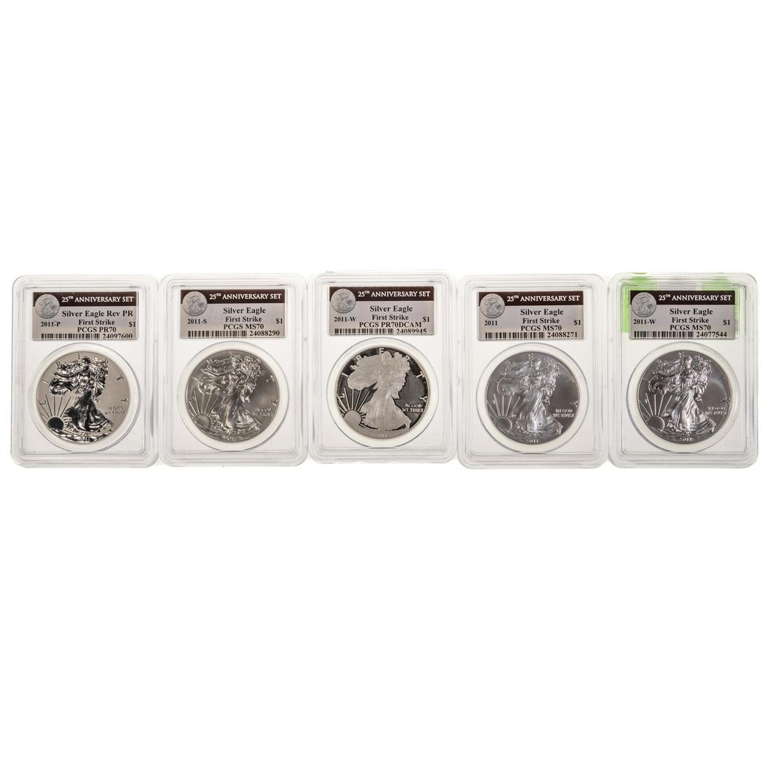 2011 25th Anniversary Silver Eagle Set PCGS 70 (1 of 4)