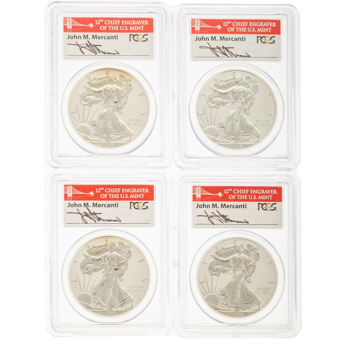 Four 2012-S PCGS Rev Proof 70 Silver Eagles 1st Strike (1 of 4)