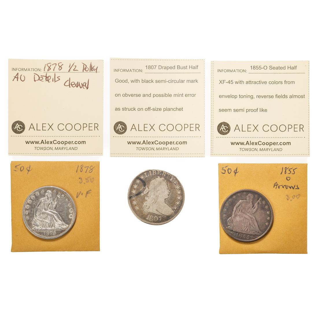Three Half Dollars, 55-O,78 & 1807 Draped Bust (1 of 7)
