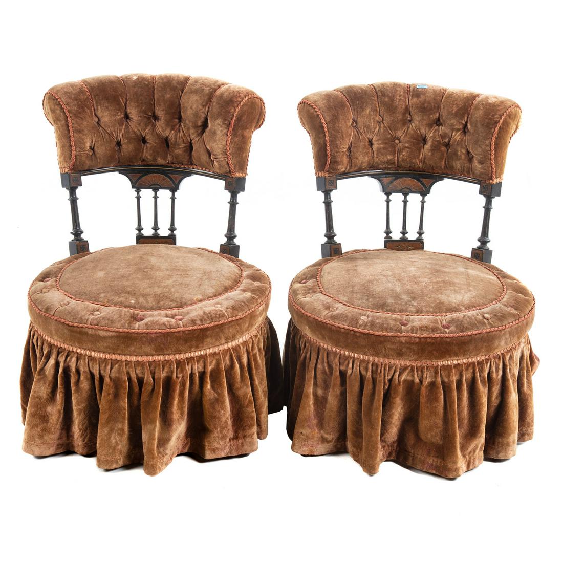 A Pair of Aesthetic Movement Boudoir Chairs (1 of 5)