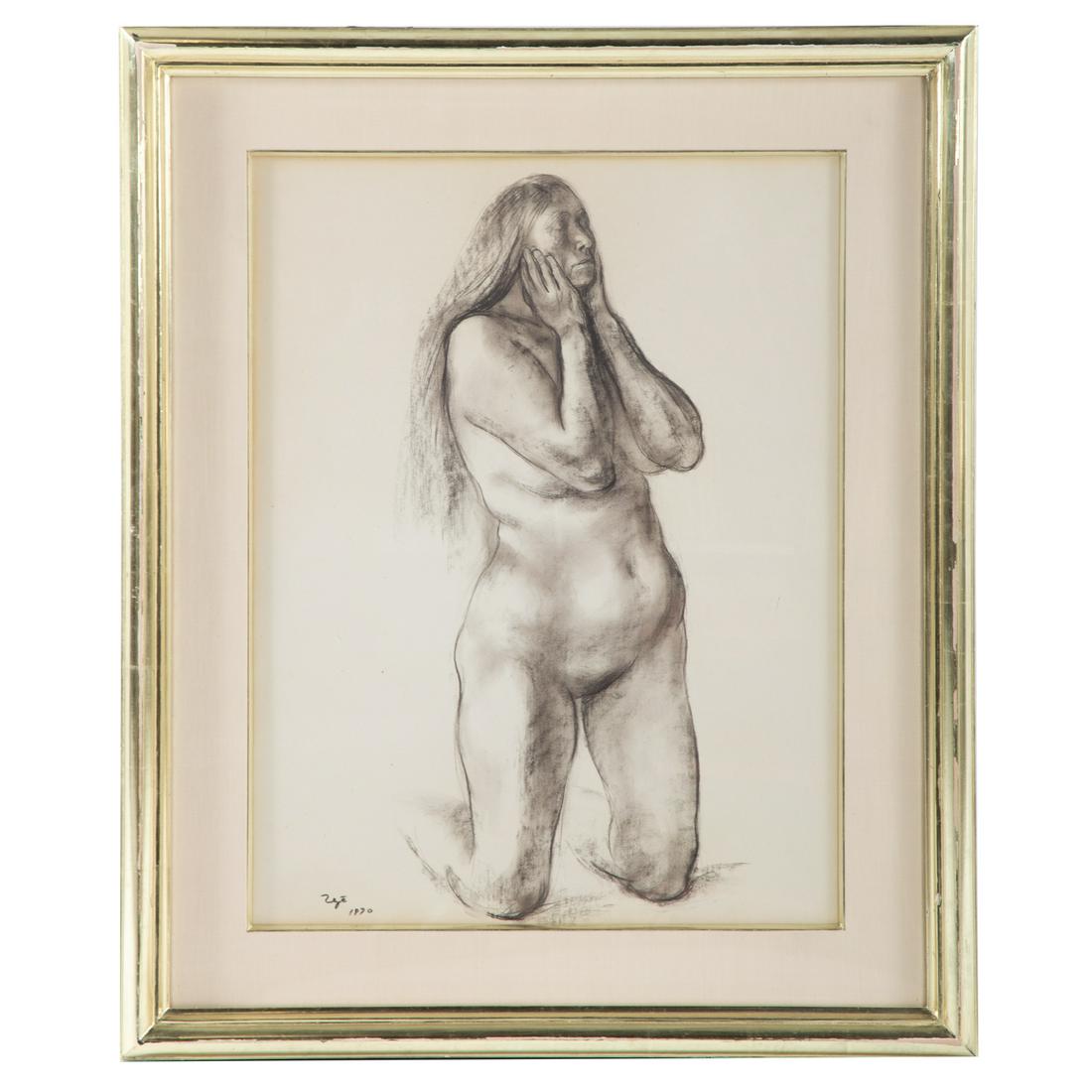 Francisco Zuniga. "Mujer de Rodillas," charcoal (1 of 5)